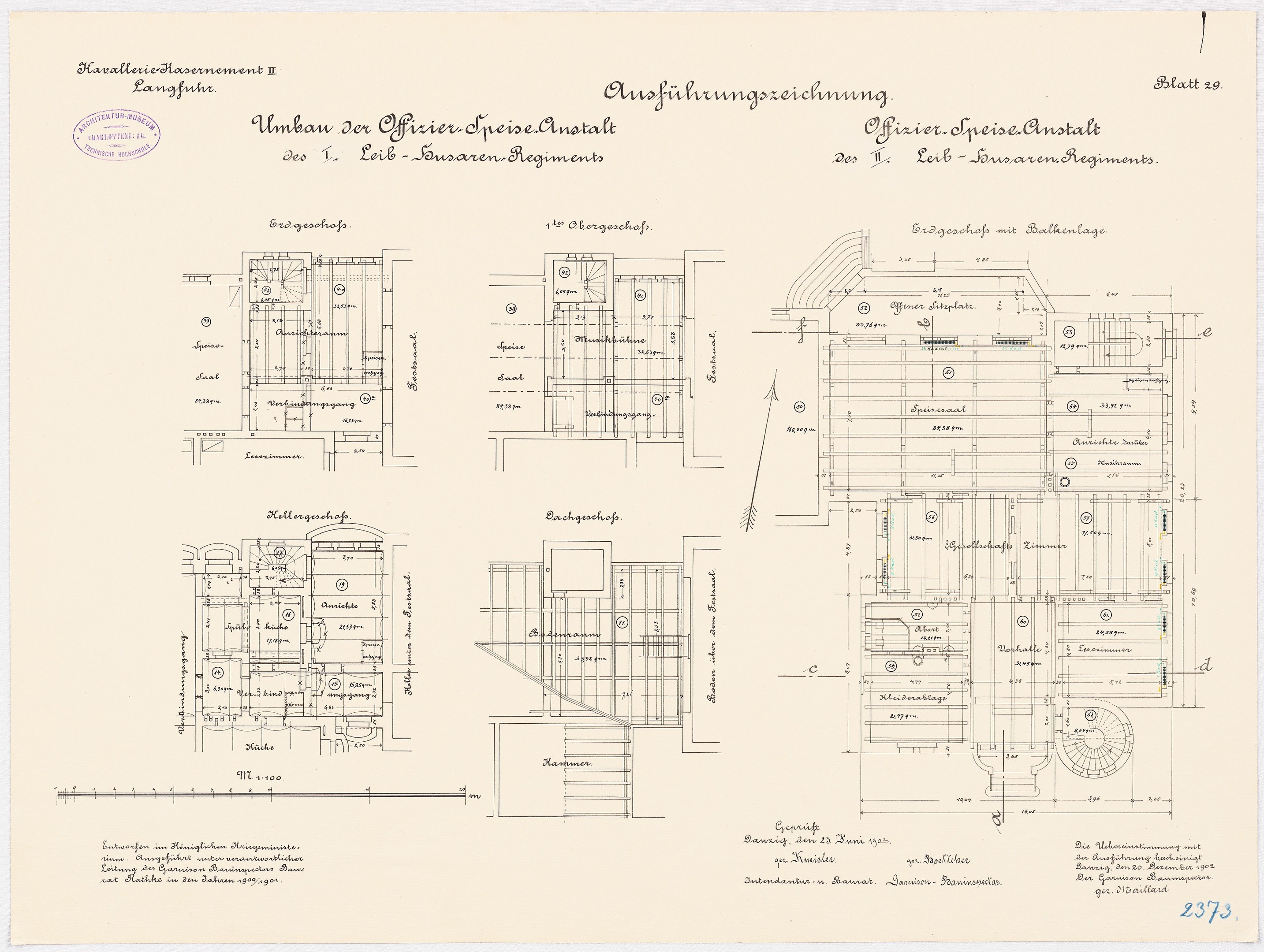 Schwarz-weißer Architekturentwurf des ehemaligen Kanzleramts mit detaillierter.Layout und Textbeschriftungen.