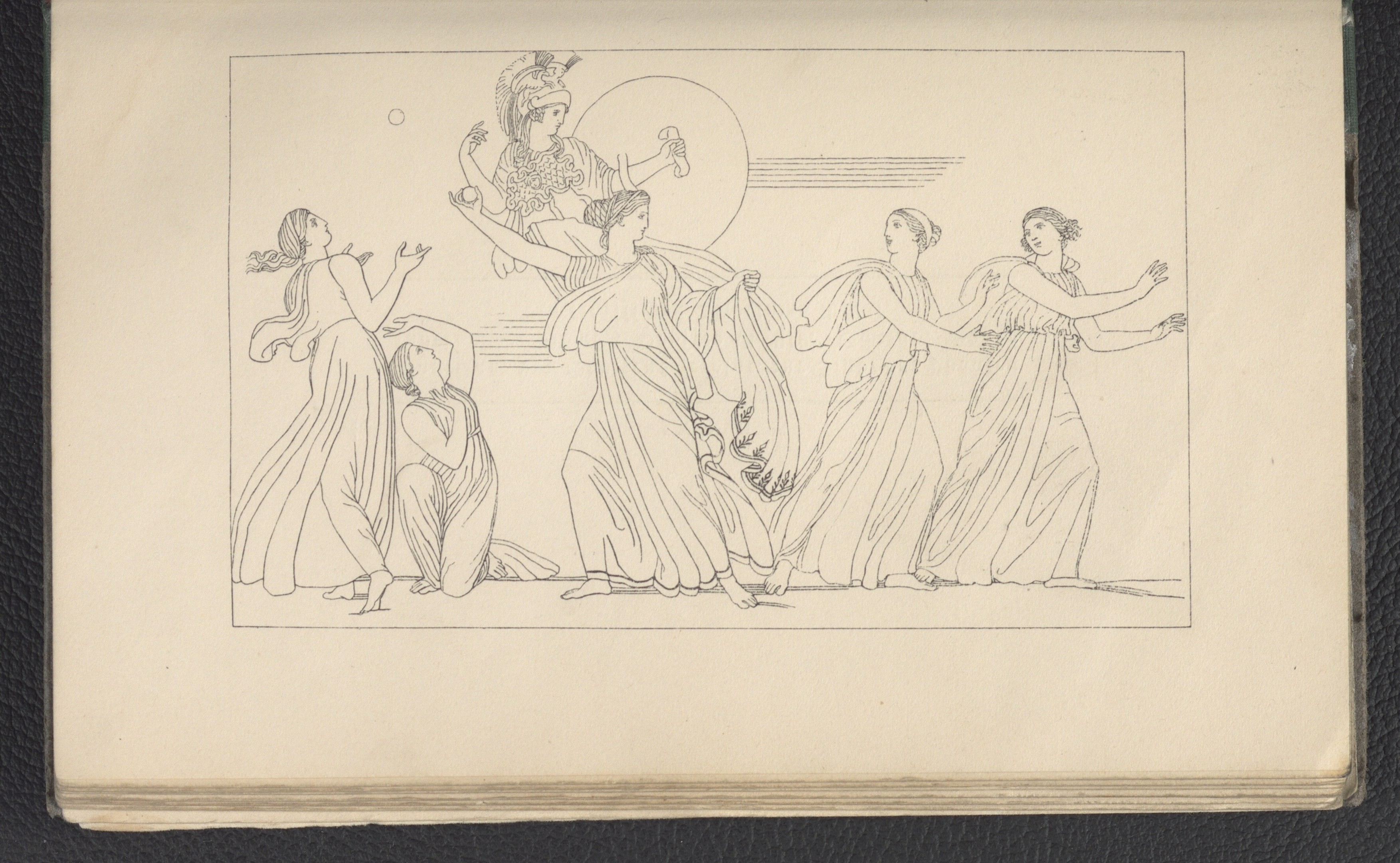 Ein Buchumschlag mit einer leuchtenden Illustration einer Gruppe tanzender Frauen in dynamischen, synchronisierten Posen, mit detaillierten Kleidungsstücken und Gesichtern.