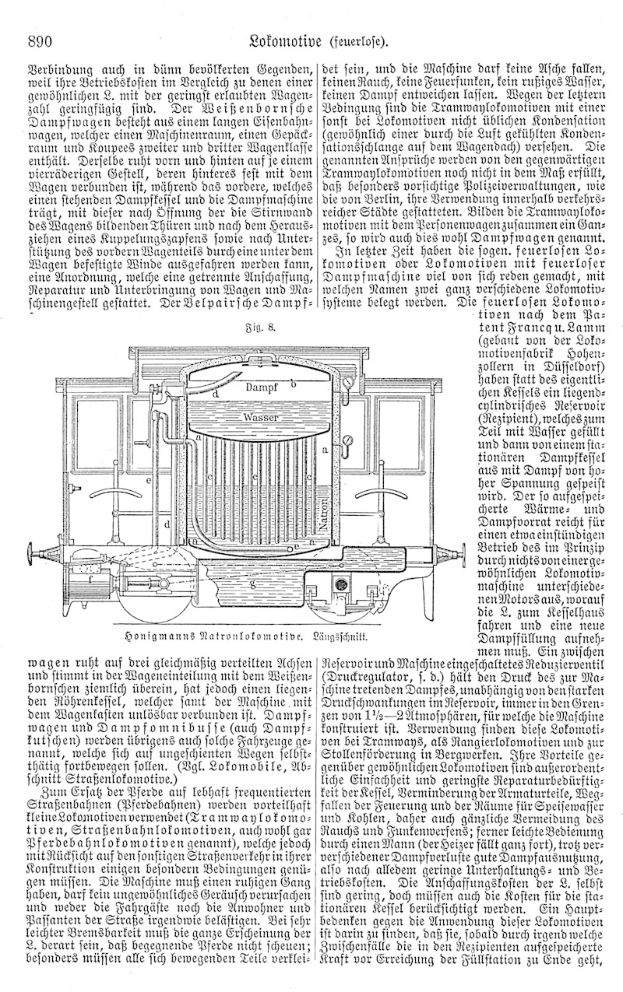 Ein detailliertes Schema eines Automotors mit beschrifteten Komponenten, begleitet von dem Text "Deutsches Patent 890,000,000 - Schematics of the Engine"