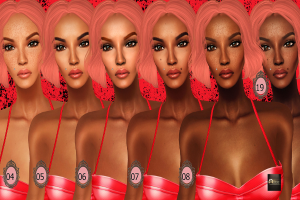 Eine animierte Abbildung mehrerer Frauen, die nebeneinander stehen und ähnlich aussehen, mit Zahlen von 04 bis 08 und 19, die auf ihren Gesichtern aufleuchten.