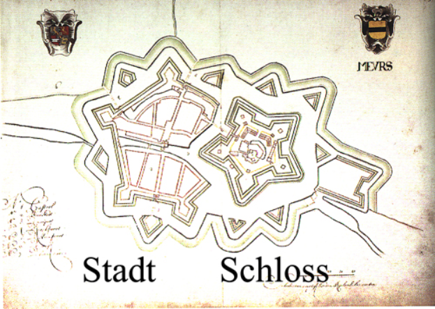 Ein detaillierter Stadtplan von Stadt Schloss mit Straßen, Gebäuden und Sehenswürdigkeiten sowie begleitendem Text mit historischem, kulturellen und touristischem Informationsgehalt.