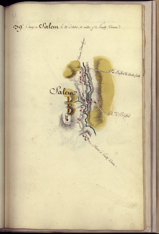 Ein aufgeschlagenes Buch mit einer detaillierten Stadtkarte, auf der verschiedene Städte und Gemeinden beschriftet sind, begleitet von Text über die Stadt und ihre Einwohner.