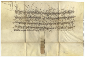 Gelbliches Papier mit schwarzer Tinte Handschrift, ein deutscher Regierung Brief, der die Freigabe einer Petition für den Tod eines Mannes anfordert.
