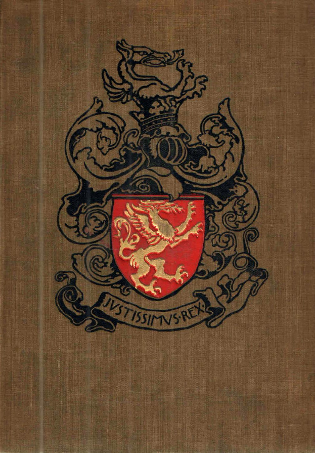 Ein Buch mit einem roten und schwarzen Wappen, das einen springenden Löwen, eine Krone und ein 'Hogwarts'-Banner zeigt, beschriftet mit 'Harry Potter' darunter dem Logo.